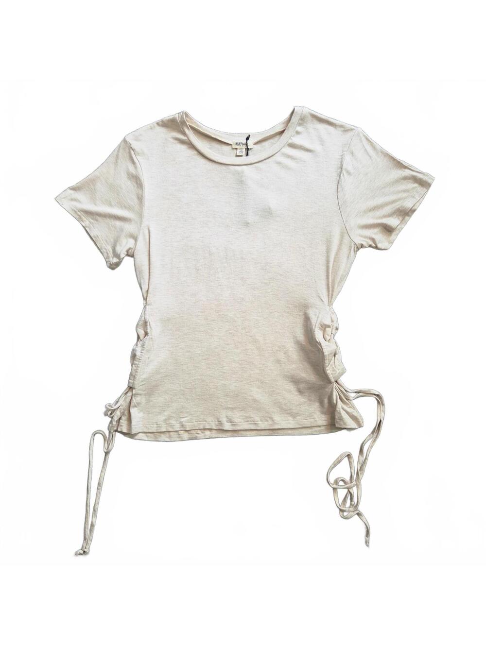 Buffalo David Bitton Heather Oatmeal Side Tie Short Sleeve T-Shirt XS